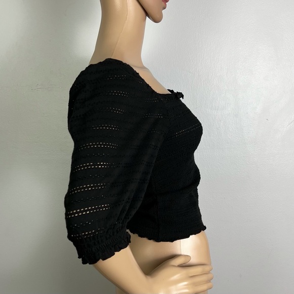 NEW SAMSØE SAMSØE BLACK SMOCKED TOP - Picture 5 of 9